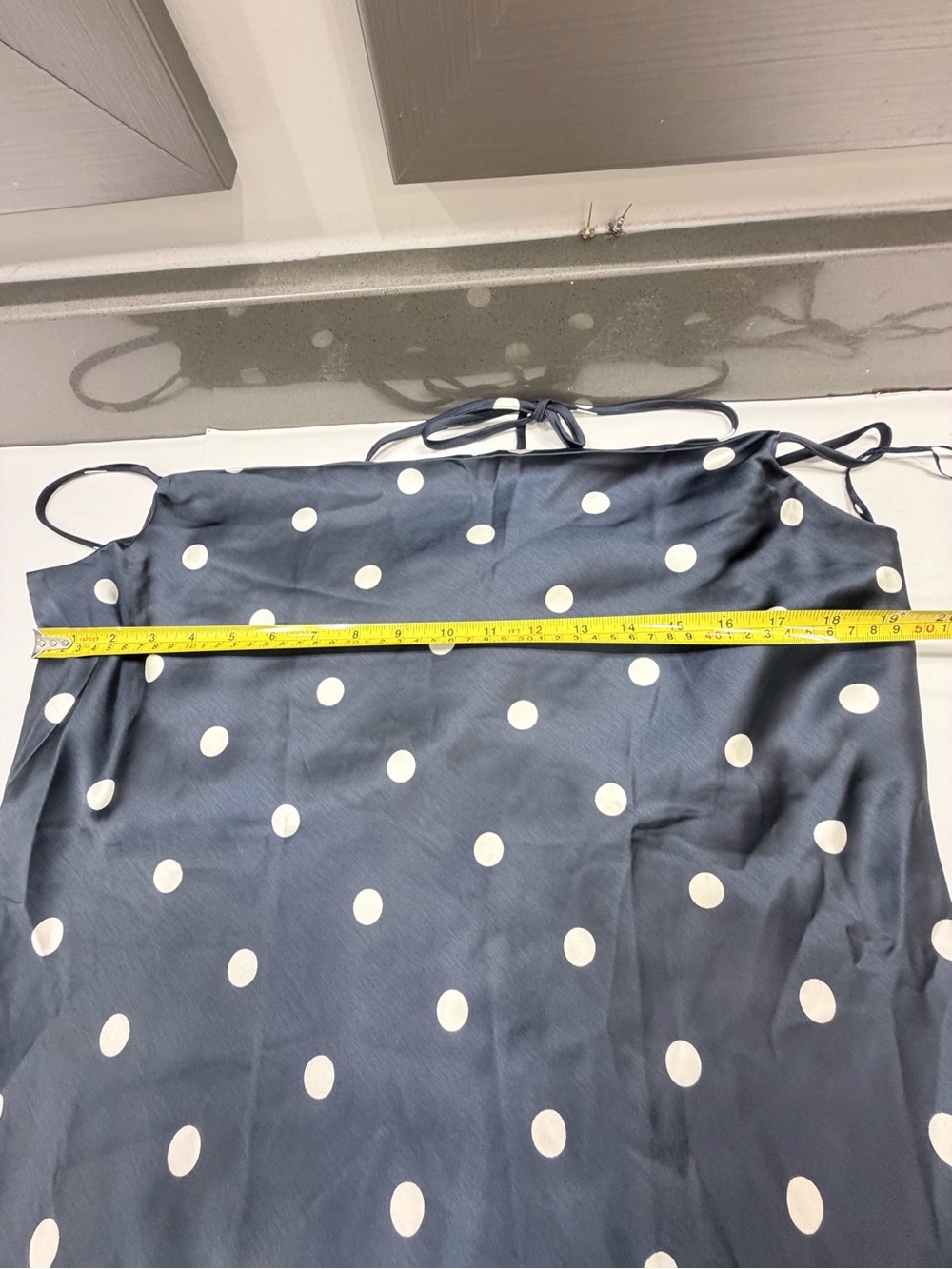 NWT Old Navy The Occasion Navy Polka Dot Slip Dress L Petite - Picture 8 of 10